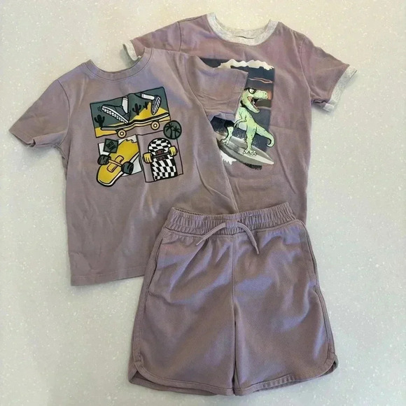 Garanimals Shirts Short Unisex 3 Piece set Purple Dinosaur 4T - Picture 1 of 5